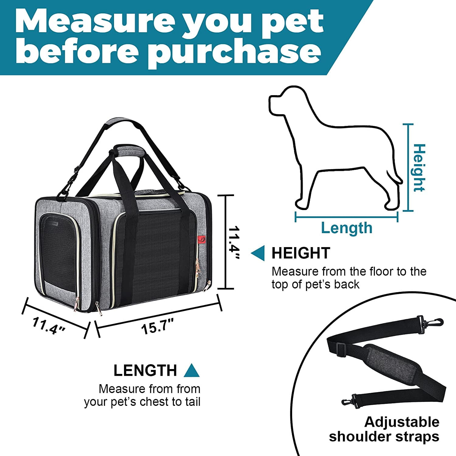 Cat Carrier Bag L, Portable Foldable Pet Carrier Travel Bag for Cats & Small  Dogs up to 12kg, Breathable Airline Approved Dog Transport Carrier W/  Washable Mat - China Carrier Cage and