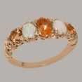 thumbnail image 2 of LBG British Made 18k Rose Gold Natural Citrine & Opal Womens Band Ring - 33 size options - Size 11.5, 2 of 6