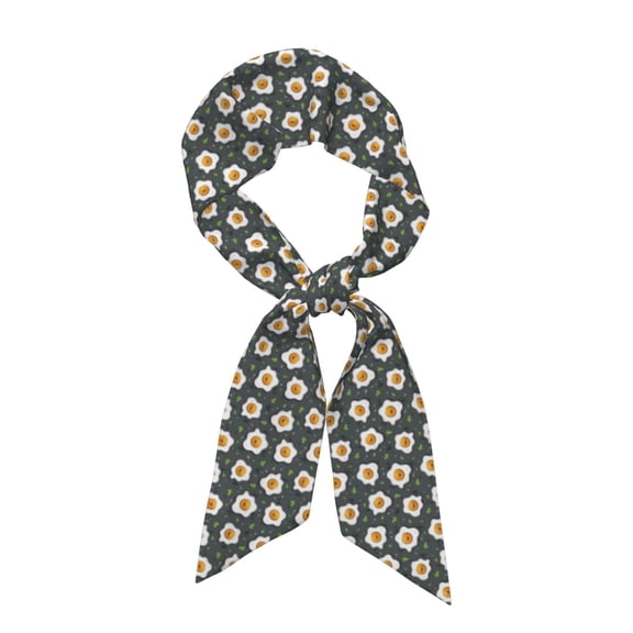 Xecao Cute Poached Eggs Pattern Large Satin Head Scarf - Satin Hair Scarves Silk Bandana Scarf Headscarf Silk Feeling Scarf for Women