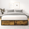 thumbnail image 6 of Einfach Full Size Metal Platform Bed Frame with 4 XL Storage Drawers and Footboard, Unique Design, Brown, 6 of 8