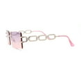 thumbnail image 3 of Luxury Jewel Large Chain Link Arm Rimless Rectangle Designer Sunglasses Gold - Purple Blue, 3 of 4