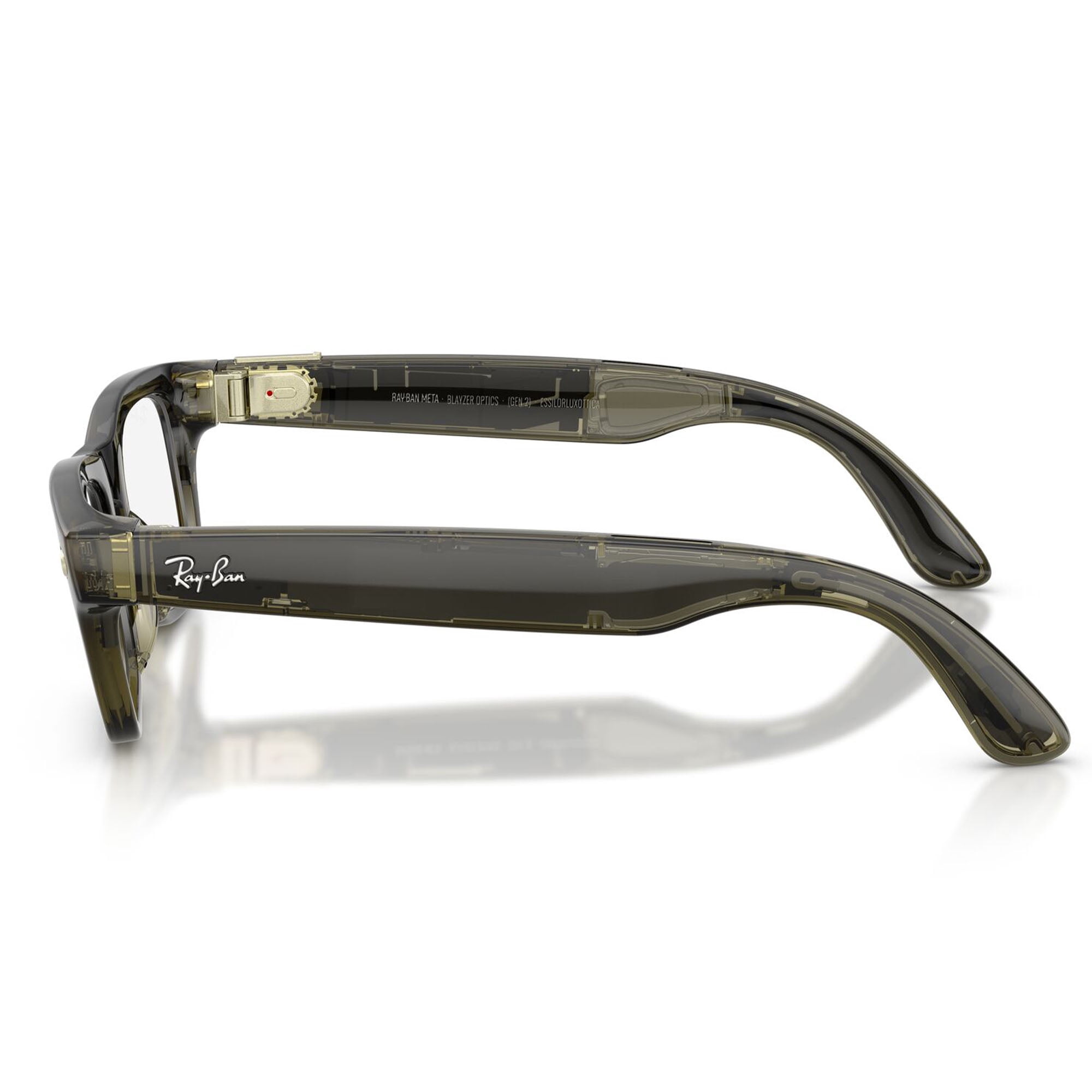 Ray-Ban Unisex Size 54 AI Smart Meta Gen 2 Blayzer Glasses with Charging Case, Matte Transparent Ice Gray/Clear