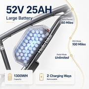 26 Electric Bike for Adult,5000w Dual Motors,up 100 Miles 52V 25Ah Ebike,26 x 4.0 Fat Tire Adult Bicycles for All Terrain,Mountain Commuter UL2849
