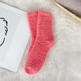thumbnail image 2 of Arlun 1 Pair Warm Cozy Cloud Medium Tube Socks for Women Soft Comfort Fabric Fuzzy Socks Warm Home Sleep Winter Solid Color Preppy Mid-Calf Socks for Everyday Wear Watermelon Red2 One Size, 2 of 3