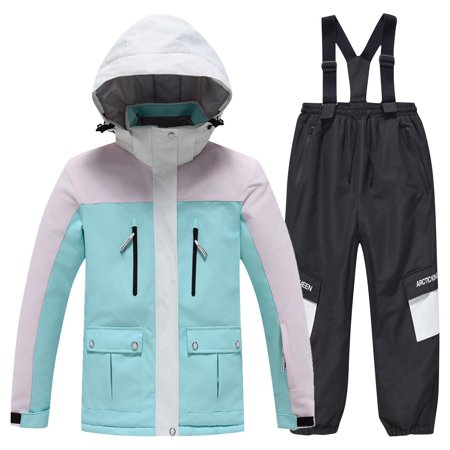 Boys Girls Snowsuit Sets Waterproof Ski Jacket and Pants Insulated Snowsuit Snowboarding Coat for Kids Winter Outdoor (2XL Light Blue)