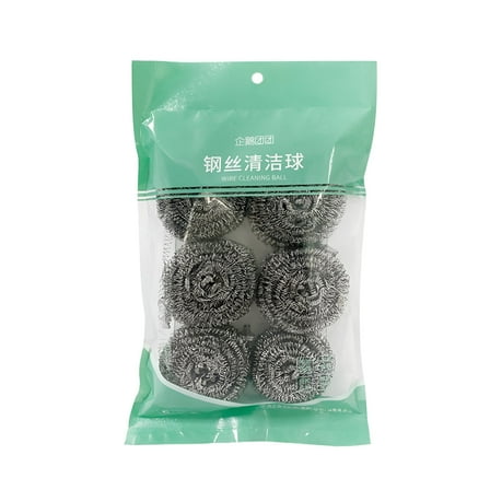 ACDANC 6 PCS Home Stainless Steel Scrubber Sponges Cleaning Balls Metal Scrubber Scouring Pads For Pot Pan Dish Wash Cleaning Aluminum Polish