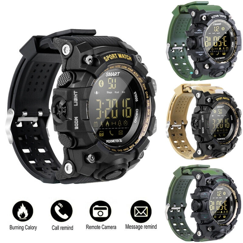 Waterproof EX16S Smart Sport Watch Bluetooth Pedometer Men Wristwatch Camouflage army green