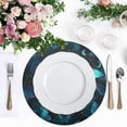 thumbnail image 2 of 15 Inch Round Grid Plate Mats Heat Non-Slip Resistant PVC Placemats for Kitchen Dining Table Decor Blue-green Butterfly Pattern 4PCS, 2 of 5