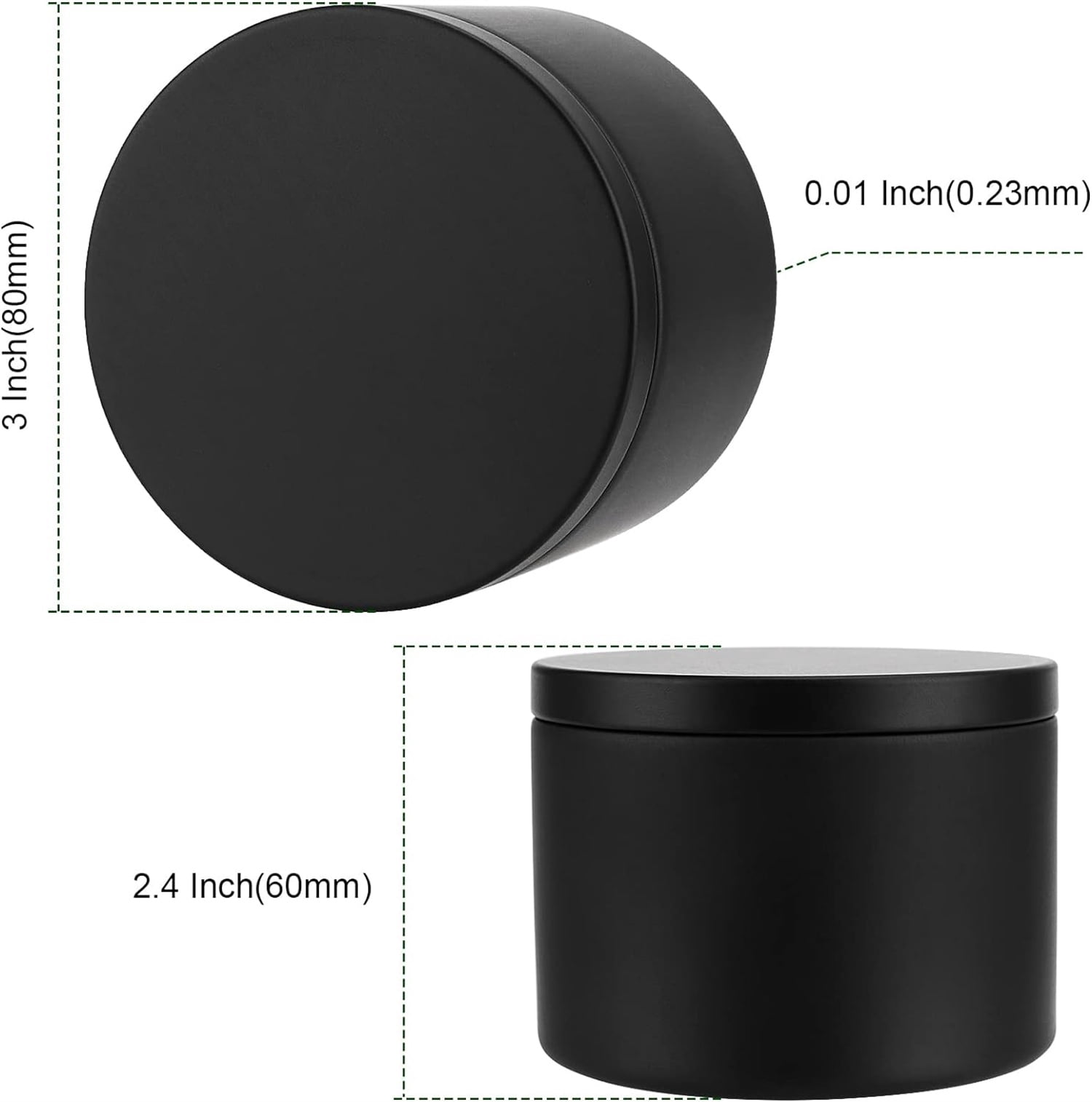 Candle Tin with Lids,Bexikou 10 Pieces Black 8oz Candle Containers, Empty Candle Containers for Candles DIY Set, Candle Jars for Candle Making