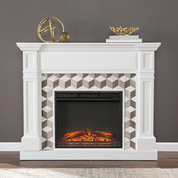 Southern Enterprises SEI Furniture Engineered Wood Electric Fireplace in White