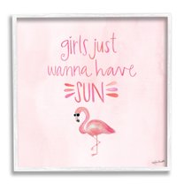 Stupell Industries Girls Just Wanna Have Sun Tropical Summer Phrase Framed Wall Art, 17 x 17, Design by Katie Doucette