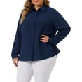 thumbnail image 4 of Agnes Orinda Women's Plus Size Tops Swiss Dots Long Sleeves Button Down Tee Shirt Blouses 4X Navy Blue, 4 of 7