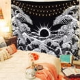thumbnail image 5 of (Ola, 150x130cm) Dremisland Tapiz de Pared Tapiz de Mandala Gran Ola con Tapiz de Puesta de Sol Tapiz de océano Blanco y Negro para Colgar en la Pared para Sala de Estar Dormitorio, 5 of 5