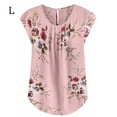 thumbnail image 2 of Sonducket Camiseta de mujer Camiseta plisada estampada Top Cuello Blusa de manga corta Prendas para la parte del cuerpo Rosado L, 2 of 5