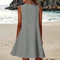 thumbnail image 6 of CBASIHI Womens Sleeveless Gingham Dresses with Pockets- Beach Vacation Crew Neck Casual Summer Loose Fit A Line Sundresses Gray Size L, 6 of 8