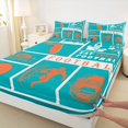 thumbnail image 3 of Homewish Football Rugby Teens Queen Sheet Sets, Modern Sports Athlete Flat Sheet, Turquoise Cartoon Helmet Queen Fitted Sheet, Super Cozy Room Decor, 4-Piece, 3 of 7