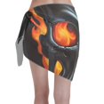 thumbnail image 5 of Zufioo Flame Metal Skull Print Women's Beach Short Wrap Skirt, Short Quick-drying Wrap Skirt, Swimsuit Cover-up Sun Protection Cape, Suitable for Beach, Pool-One Size, 5 of 7
