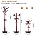 thumbnail image 5 of Freestanding Coat Rack, Heavy Duty Vintage Hall Tree with 14 Hooks, Sturdy Base, Adjustable Height, Natural Birch Wooden Entryway Organizer for Bedroom Hallway Office, 300lbs Load Capacity, 5 of 8