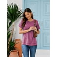 thumbnail image 2 of SHIBEVER Women Short Sleeve T Shirts Summer Casual Side Split Tunic Tops Dressy Loose Fit Ladies Tee Shirt Crewneck Blouse Wine Red 3XL, 2 of 8