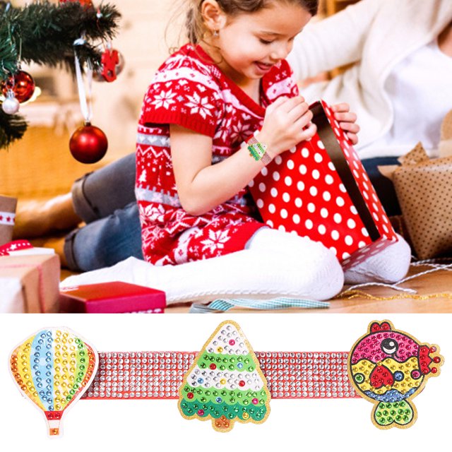 Cuadros Decorativos Dibujos animados de Navidad Diamante pintura pulsera Rhinestone Pat correa de muñeca (SH003) Tmvgtek embutido en tela