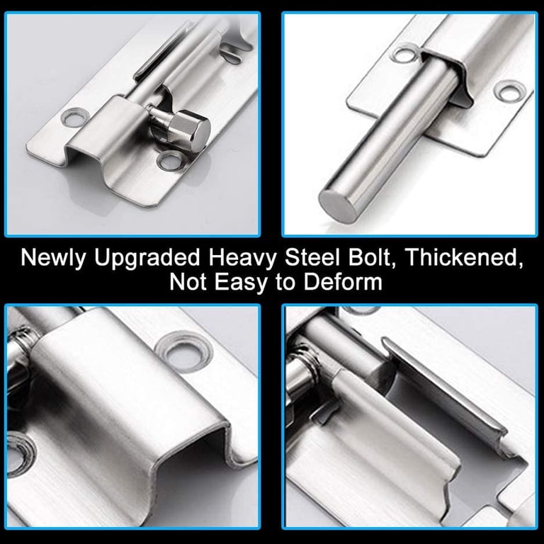 Heavy Duty 304 Stainless Steel Slide Bolt Gate Latch – 6/8/10 Inch Sliding Door Lock