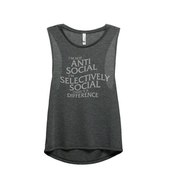 I'm Not Anti Social I'm Selectively Social There's A Difference Women's Fashion Sleeveless Muscle Workout Yoga Tank Top Charc