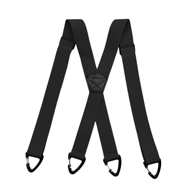 Tirantes elásticos y resistentes para hombre, accesorios de disfraces, ajustables y cómodos de 3,8 cm (1,5 pulgadas). Negro 4 ganchos
