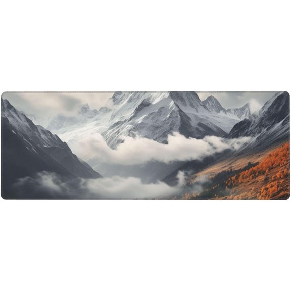 Extended Laptop Desk Pad Mountain Top Clouds Gaming Mouse Pad 31.5x11.8 Inch Long NonSlip Rubber Base Transform Your Home Office Work Area with This Stunning Computer Keyboard Mat