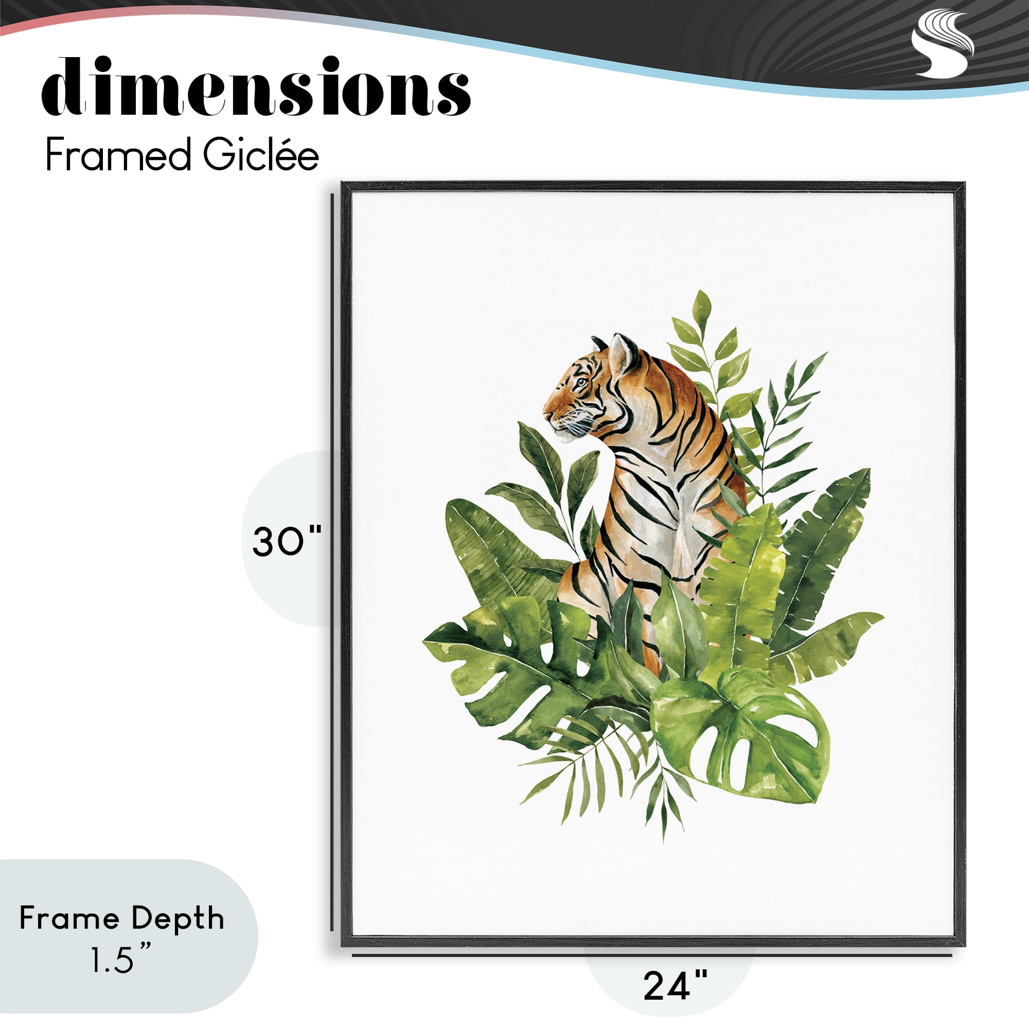 Stupell Industries Exotic Jungle Tiger Black Framed Giclee Art, design by Bethany Sandoval