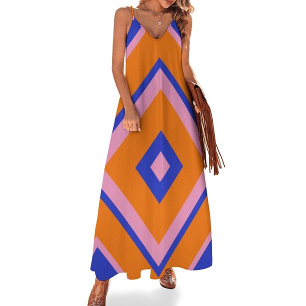 Vestido cuadrado naranja sin mangas de los años 60 vestidos para ocasiones oficiales vestidos de ceremonia Vestido largo de verano para mujer