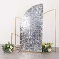 thumbnail image 3 of BalsaCircle 7 feet Silver Big Payette Sequin Double Sided Half Moon Wedding Arch Backdrop Stand Cover Party Events, 3 of 8