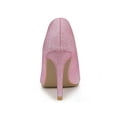 thumbnail image 3 of BLISSFUL STEP Women's Dress Shoes Glitter Pointed Toe Stiletto Heels Slip On Dress Pumps Pink 9.5, 3 of 9