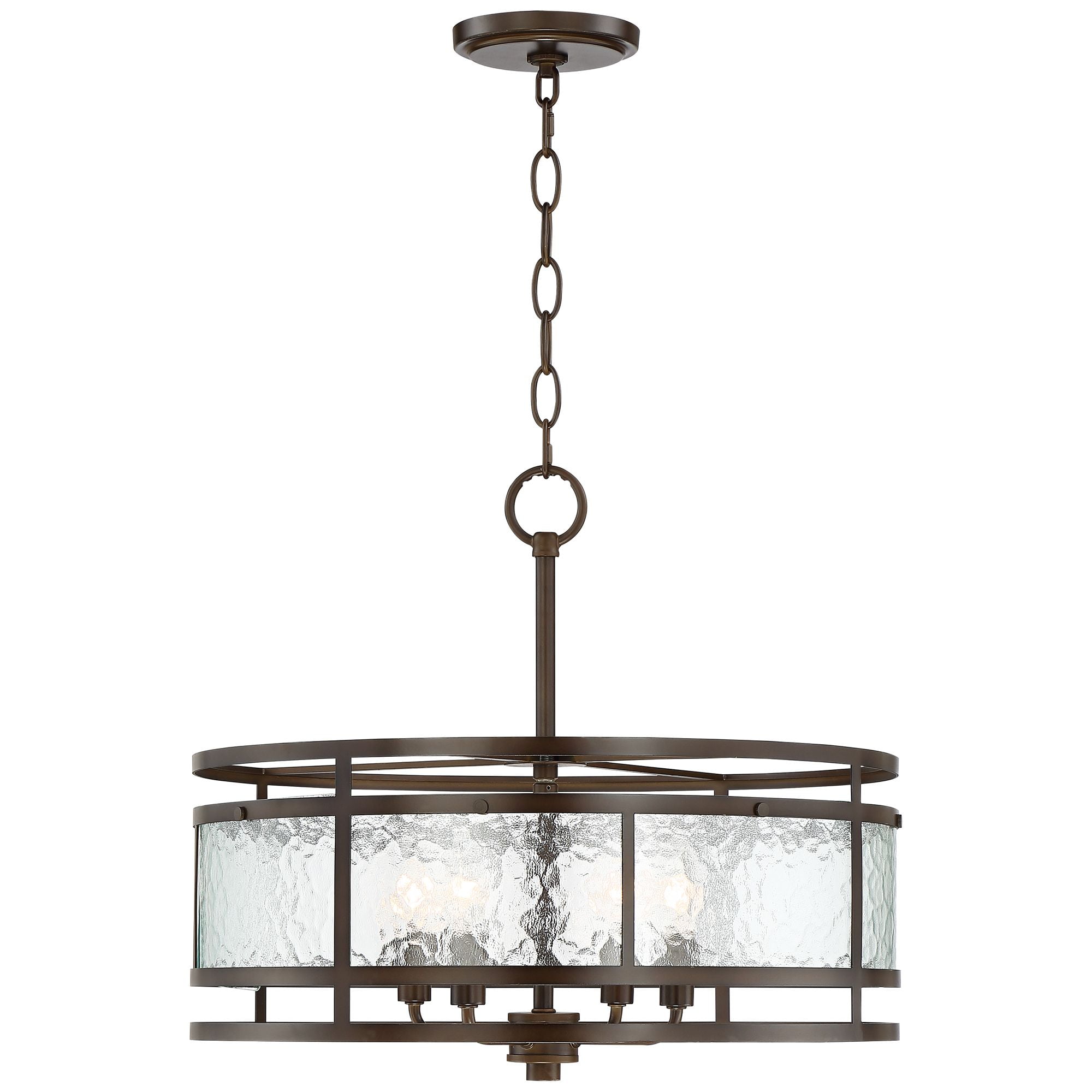 Franklin Iron Works Edinger Oil Rubbed Bronze Pendant Chandelier 20" Wide Rustic Clear Waterglass Textured Shade 4-Light Fixture for Dining Room House