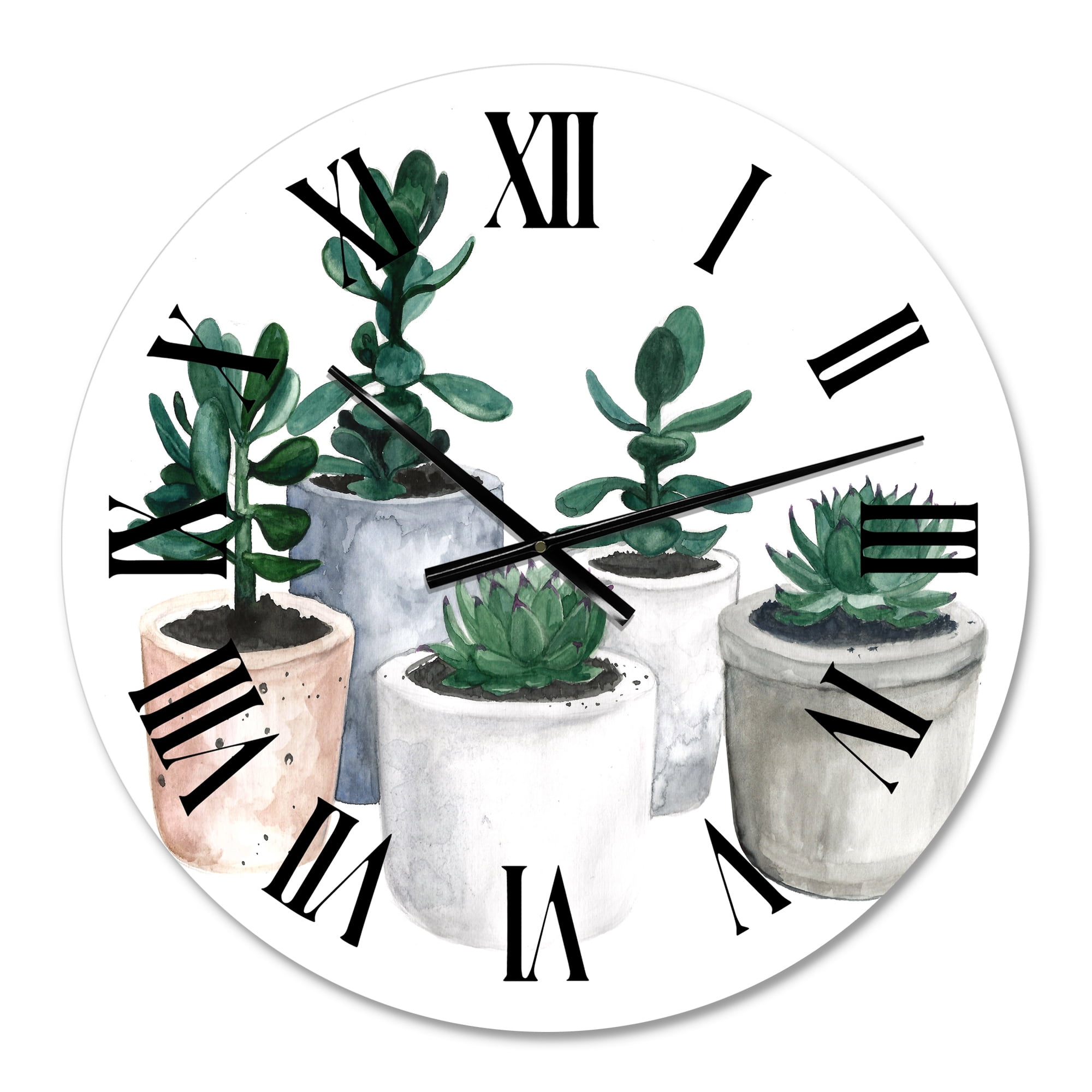 Designart 'Cactus And Succulent House Plants Vi' Farmhouse Wall Clock