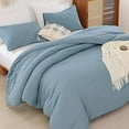 thumbnail image 2 of Dusty Blue Comforter Set Queen, 3pcs(1 Boho Blue Comforter & 2 Pillowcases) All Season Soft Bedding Lightweight Bedspread Blanket Quilt, 2 of 9