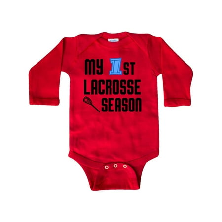 

Inktastic my 1st lacrosse season Gift Baby Boy Long Sleeve Bodysuit