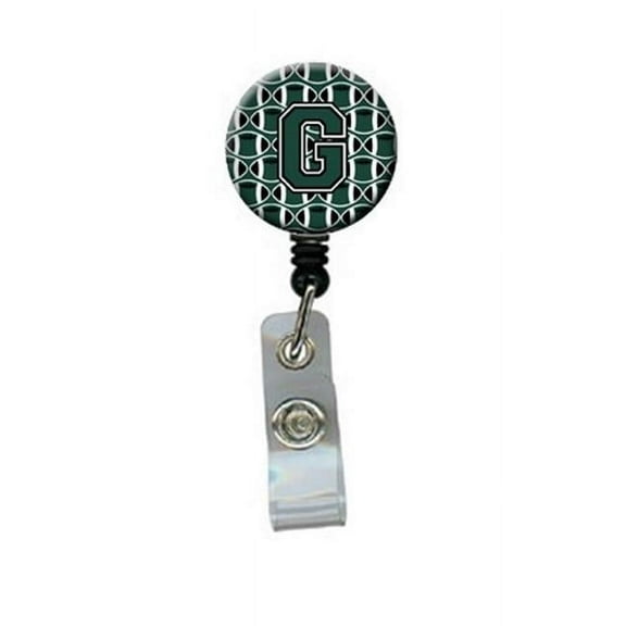 Carolines Treasures CJ1071-GBR Letter G Football Green & White Retractable Badge Reel