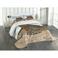 thumbnail image 3 of Ambesonne Wagon Wheel Quilted Bedspread Set 3 Pcs, Ghost Town, King Size, Sand Brown Pale Blue, 3 of 5
