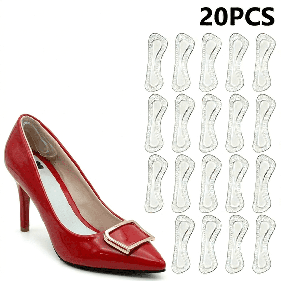 ROSEXIXI Shoe Inserts For Women, 10 Pairs Clear Foot Pads Self Adhesive Silicone Heel Protectors Cushioned Gel Cups Anti Slip Foot Protectors For Blister Prevention And High Heel Shoes