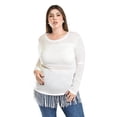 thumbnail image 1 of Blusa con flecos y manga transparente Roman Fashion /Tallas Extras, 163 (Blanco) blanco 40, 1 of 6
