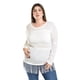 thumbnail image 1 of Blusa con flecos y manga transparente Roman Fashion /Tallas Extras, 163 (Blanco) blanco 40, 1 of 6