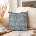 thumbnail image 3 of Ethan Taylor Botanical Throw Pillow Soft Cushion Cover 'William Morris Botanical Pattern IV Botanicals Cottagecore' Classic Pattern Decorative Square Accent Pillow Case, 18x18 Inches, Blue, Gray, 3 of 5