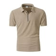thumbnail image 3 of Ceisia Men's Slim Fit Short Sleeve Zip-Up Polo Shirt Turn-Down Collar Textured Fabric Spring Summer Shirt Gift, 3 of 7