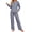 F-Navy Blue, variant on UVN Fall Cotton Two Piece Pajamas for Women Plaid Henley Collar Long Sleeve Top and Wide Leg Pant Ladies Sleepwear Casual Lounge Sets