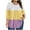 White, variant on Lenpel Women's Plus Size Tops 3/4 Length Sleeve Crew Neck Pleated Color Block Casual T Shirts Loose Tunic Blouses
