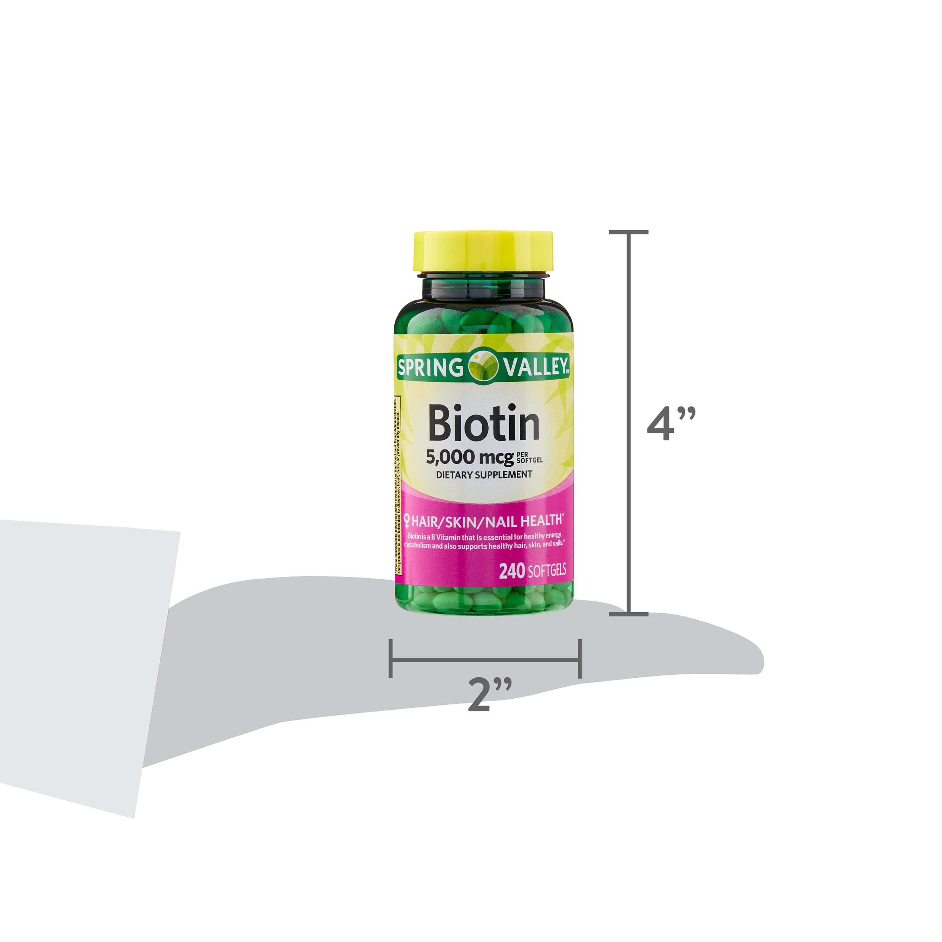 Spring Valley Biotin Softgels Dietary Supplement, 5,000 mcg, 240 Count - image 15 of 16