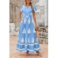thumbnail image 2 of Vestido largo PRETTYGARDEN para mujer, verano 2025, cuello en V, estampado floral, 2 of 5