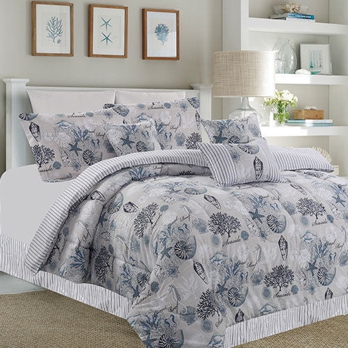 Details about   Nautical Ocean Seashells Reversible 7 Piece Bed In Bag Comforter Set,Choice Size 