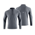 thumbnail image 4 of Outdoor Athletic Shirts for Men Quarter Zipper Stand Collar Tops with Long Sleeve Spring Running Hiking Activewear Gray XL, 4 of 9