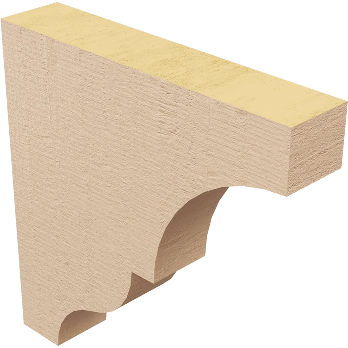 2"W x 10"D x 10"H Thin Asheboro Rough Cedar Woodgrain TimberThane Corbel, Primed Tan